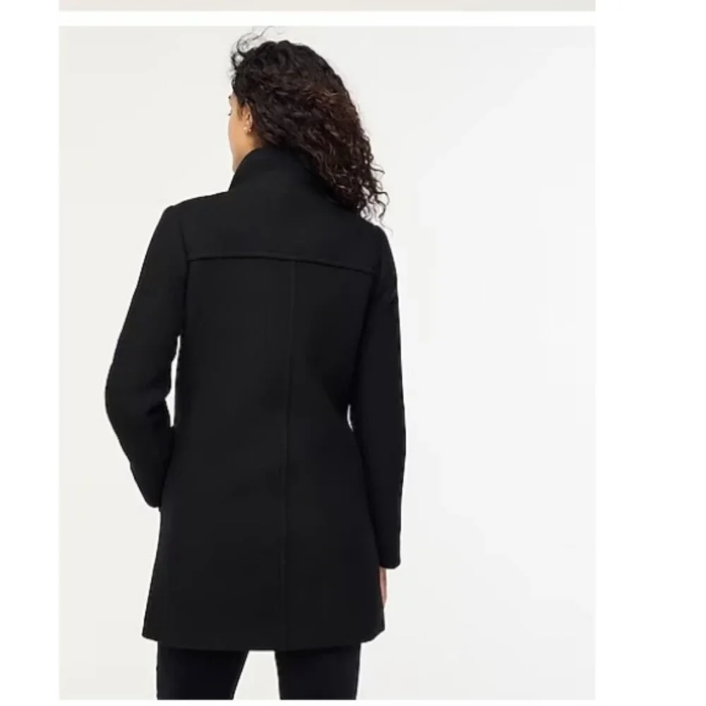 J.Crew Womens $298 Button Neck City Coat Black Size 20 BU261 - Picture 3 of 10